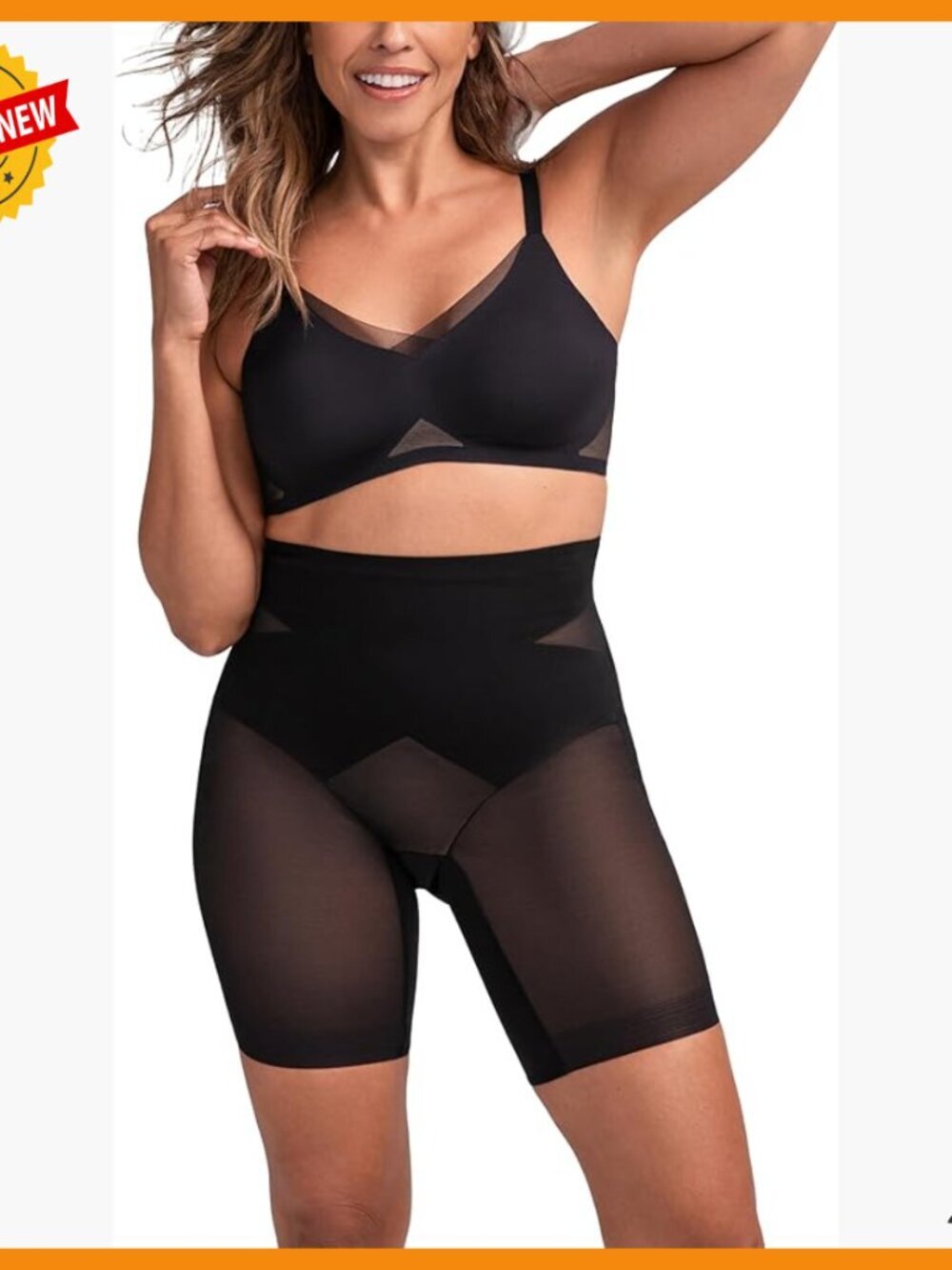 Mid-Waist Shapewear Shorts, Tummy Control, X-Small, Cotton Nylon Blend